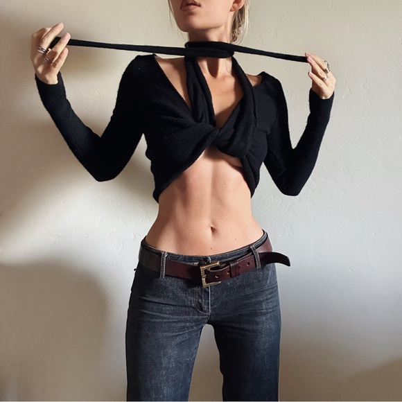 90s Cashmere Balletsesque Wrap Top - Picture 1 of 8